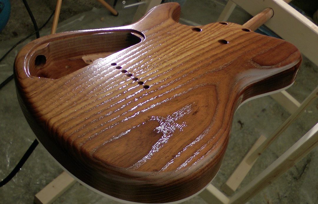 Build your own guitar online grain filling the ash body